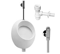 VBChom A50132 Ensemble urinoir en céramique haut de gamme avec bac à eau vertical Pissoir Pico et vanne de rinçage Alterna IRIS + siphon pour bouteille de siphon