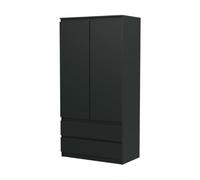 VBChome Armoire 90 x 50 x 180 cm 2 portes, 2 tiroirs, 4 étagères, tringle à vêtements, noire
