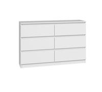 VBChome Commode à 6 tiroirs, 120 x 30 x 75 cm, blanche, sans poignée, polyvalente, pour couloir, chambre, salon, chambre d'enfant, moderne, blanche