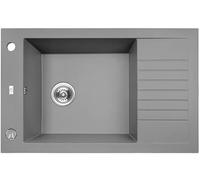 VBChome Évier composite réversible avec robinet, 78 x 50 cm, gris, granit, moucheté, + siphon