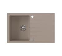 VBChome Évier en granit, 79 x 50 x 20 cm, beige, simple, réversible, moucheté, facile d'entretien, avec siphon automatique