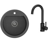 VBChome Évier + mitigeur Noir 51 cm