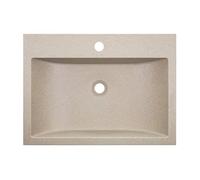 VBChome Lavabo en granit 60 x 44 x 10 cm, beige, rectangulaire, moderne, de qualité supérieure