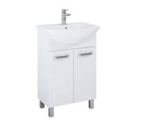 VBChome Meuble de salle de bain, 55 x 44 x 84 cm, blanc, lavabo, avec trou pour robinet, 2 portes, système de fermeture amortie, moderne, moderne