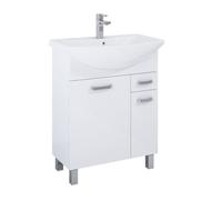 VBChome Meuble de salle de bain, 66 x 44 x 84 cm, blanc, lavabo, avec trou pour robinet, 2 portes, 1 tiroir, système de fermeture amortie, moderne, moderne