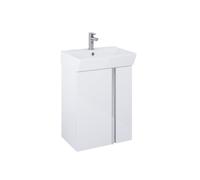 VBChome Meuble de salle de bain blanc 50 cm avec 2 portes avec poignée latérale douce et élégante