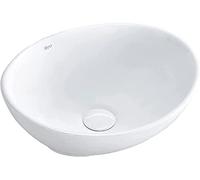 VBChome Petit Lavabo Ovale en Céramique Blanche 34 x 27 x 13 cm - Mini à Poser - Cascade - Clé de Lavage pour Invités