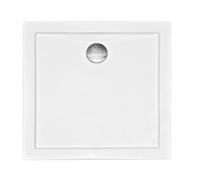 VBChome Receveur de douche carré 80 x 80 cm plat en acrylique blanc avec surface lisse - Basse et moderne avec grand écoulement de 90 mm de diamètre - Facile d'entretien, robuste et idéal pour toutes