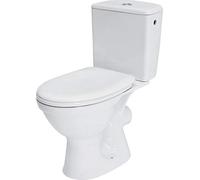VBChome WC sur pied en céramique - Kit complet avec réservoir de chasse - Siège WC en polypropylène avec système d'abaissement automatique SoftClose pour sortie horizontale - Raccordement d'eau