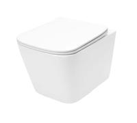 VBChome WC suspendu sans bord en céramique avec couvercle de toilette - Abattant WC en Duroplast à fermeture automatique Rimless SoftClose - Cuvette de chasse d'eau - Forme rectangulaire - WC mural