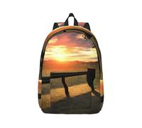 Vbcxza Lonely Bench Sac à dos en toile imprimée coucher de soleil Taille moyenne et petite, parfait pour la randonnée, les voyages et une utilisation quotidienne, Noir , S, Sac à dos tyrolien