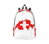 Vbcxza Sac à dos en toile imprimée carte du drapeau suisse, tailles moyennes et petites, parfait pour la randonnée, les voyages et une utilisation quotidienne, Noir , S, Sac à dos tyrolien