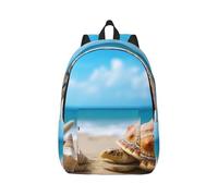 Vbcxza Sac à dos en toile imprimée conque de mer, étoile de mer, tortue de mer, taille moyenne et petite, parfait pour la randonnée, les voyages et une utilisation quotidienne, Noir , S, Sac à dos
