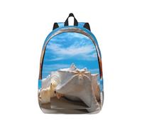 Vbcxza Sac à dos en toile imprimée conque de mer, étoile de mer, tortue de mer, taille moyenne et petite, parfait pour la randonnée, les voyages et une utilisation quotidienne, Noir , S, Sac à dos