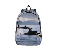 Vbcxza Sac à dos en toile imprimée Killer Whales, taille moyenne et petite, parfait pour la randonnée, les voyages et une utilisation quotidienne, Noir , M, Sac à dos tyrolien