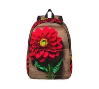Vbcxza Sac à dos rétro en toile avec imprimé dahlia rouge et planche en bois, taille moyenne et petite, parfait pour la randonnée, les voyages et une utilisation quotidienne, Noir , S, Sac à dos