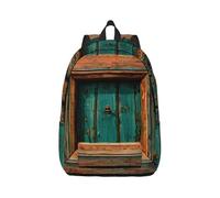Vbcxza Sac à dos rustique en toile avec impression de porte en bois, taille moyenne et petite, parfait pour la randonnée, les voyages et une utilisation quotidienne, Noir , M, Sac à dos tyrolien