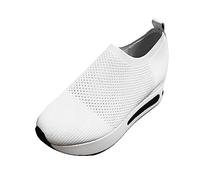 VBEDKDEB Baskets pour femme - Chaussures de course à enfiler - Couleur unie - Maille respirante - Cales creuses - Semelle épaisse - Décontractées - Sport - Chaussures à bascule - Baskets pour fille