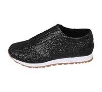 VBEDKDEB Baskets pour femme - Chaussures de loisirs élastiques avec paillettes et strass - Avec semelles épaisses - Chaussures de jogging pour femme, Noir , 37.5 EU