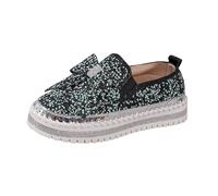 VBEDKDEB Baskets pour femme - Chaussures de sport à enfiler - Chaussures de course - Nœud à paillettes - Chaussures décontractées et confortables - Chaussures d'été pour femme, Noir , 40.5 EU