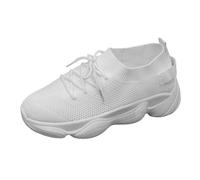 VBEDKDEB Baskets pour femme - Chaussures de sport - Chaussures de course - Mode femme - Fond épais - Hauteur augmentée - Lacets en maille - Fly Weave - Chaussures décontractées pour l'extérieur, Blanc