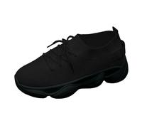 VBEDKDEB Baskets pour femme - Chaussures de sport - Chaussures de course - Mode femme - Fond épais - Hauteur augmentée - Lacets en maille - Fly Weave - Chaussures décontractées pour l'extérieur, Noir
