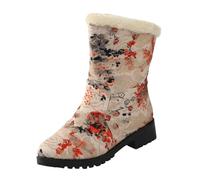 VBEDKDEB Bottes d'hiver pour femmes Bottes de neige Chaussures d'hiver Nouvelle frontière d'hiver Commerce extérieur Grande taille Talon épais Plus Velours Tendance Imprimé Bottes de neige