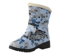 VBEDKDEB Bottes d'hiver pour femmes Bottes de neige Chaussures d'hiver Nouvelle frontière d'hiver Commerce extérieur Grande taille Talon épais Plus Velours Tendance Imprimé Bottes de neige