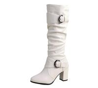 VBEDKDEB Bottes hautes pour femme - Frontière commerciale européenne et étrangère - Grandes bottes d'automne et d'hiver pour femmes avec ceinture - Station indépendante - Bottes épaisses à talons