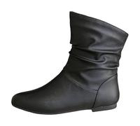 VBEDKDEB Bottines pour femme - Mode femme - Bout pointu - Plat - Manches courtes - Plis de pied - Empilés - Plates - Cent - Bottines classiques à plateforme pour femme, Noir , 37.5 EU
