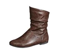 VBEDKDEB Bottines pour femme - Mode femme - Bout pointu - Plat - Manches courtes - Plis de pied - Empilés - Plates - Cent - Bottines classiques à plateforme pour femme, marron, 39 EU
