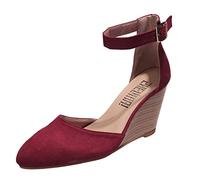 VBEDKDEB Chaussures à talon compensé pour femme - Élégantes et confortables - En daim - Sandales de travail - Bout fermé - Antidérapantes - Sangle réglable - Sandales d'été décontractées - 2025