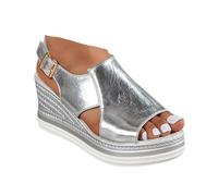VBEDKDEB Chaussures à talon compensé pour femme - Élégantes - Paillettes - En cuir - Confortables - Avec bout ouvert - Sandales antidérapantes - Pour l'été - Décontractées - Pour la plage, les voyages