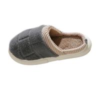 VBEDKDEB Pantoufles d'hiver chaudes carrées à carreaux pour homme et femme en coton dans le même style, gris, 42 EU