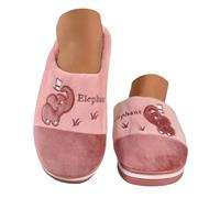 VBEDKDEB Pantoufles d'hiver chaudes en coton pour femme - Motif éléphant mignon - Antidérapantes - Avec semelle épaisse - Pour femme, Rose, 40.5 EU
