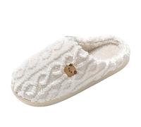 VBEDKDEB Pantoufles d'hiver chaudes et douces en peluche pour femme avec motif d'ours, super mignons et isolés, faciles à enfiler pour des nuits d'hiver confortables, Blanc., 36 EU