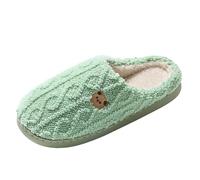 VBEDKDEB Pantoufles d'hiver chaudes et douces en peluche pour femme avec motif d'ours, super mignons et isolés, faciles à enfiler pour des nuits d'hiver confortables, vert, 39 EU