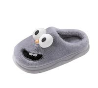 VBEDKDEB Pantoufles d'hiver chaudes pour femme avec languette suspendue, baiser d'hiver 3D gros yeux, motif de dessin animé amusant, tête Eva drôle, doux, chaud, confortable pour femme, gris, 42 EU