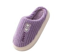 VBEDKDEB Pantoufles d'hiver chaudes quatre saisons mignonnes pour femme, antidérapantes, tissu de saison Fpir, coton, peluche colorée pour femme, lilas, 37 EU
