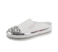 VBEDKDEB Sabots pour homme et femme - Chaussures à enfiler - Solide - Décoration en strass - Semelle épaisse - Demi-pantoufles décontractées - Sabots de jardin - Chaussures de marche pieds nus