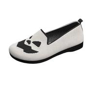 VBEDKDEB Slip On Sneakers Chaussures de loisirs pour femme avec imprimé Halloween, respirantes, légères, classiques, chaussures décontractées, beige, 35 EU