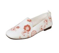 VBEDKDEB Slip On Sneakers Chaussures de loisirs pour femme Chaussures de loisirs tendance pour femme Tissu en maille respirante avec imprimé floral Fond plat Chaussures chaussettes, Blanc., 38.5 EU