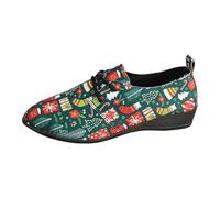 VBEDKDEB Slip On Sneakers - Chaussures de loisirs pour femme - Chaussures de Noël pour femme - Chaussures à lacets tendance - Bout en dentelle - Talons bas - Chaussures simples imprimées et