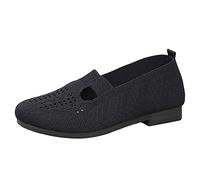 VBEDKDEB Slip On Sneakers Chaussures de loisirs pour femme Semelle souple respirante Semelle plate antidérapante Chaussures de loisirs pour les personnes âgées, Noir , 40 EU
