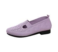 VBEDKDEB Slip On Sneakers Chaussures de loisirs pour femme Semelle souple respirante Semelle plate antidérapante Chaussures de loisirs pour les personnes âgées, lilas, 39 EU