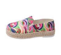 VBEDKDEB Slip On Sneakers Femme Chaussures de Loisirs Pantoufles Femme Quatre Saisons Patchwork Tissu Imprimé Plat Tissage Semelle Épaisse Grande Taille Chaussures de Loisirs Chaussures de Randonnée