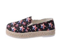 VBEDKDEB Slip On Sneakers Femme Chaussures Loisirs Pantoufles Femme Quatre Saisons Patchwork Tissu Imprimé Plat Tissage Semelle Épaisse Grande Taille Chaussures de Loisirs Chaussures de Randonnée