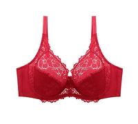 VBEDKDEB Soutien-gorge push-up en dentelle pour femme, européen et américain, couleur unie, soutien-gorge sexy soutien-gorge gros seins, rouge, 5XL