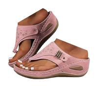 VBEDKDEB Tongs orthopédiques pour femme - Talon compensé - Élégantes - En cuir - Confortables - Antidérapantes - Pour l'été - Décontractées - Plage - Vacances, T 1 rose, 38.5 EU