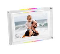 VBESTLIFE 10,1 Pouces Acrylique d'image Numérique, Cadre Photo électronique Intelligent avec Mémoire de 8 Go, Lumière LED Dynamique, Rotation Automatique, pour Décoration de Bureau à